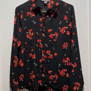 Primark Red and Black Floral Blouse
